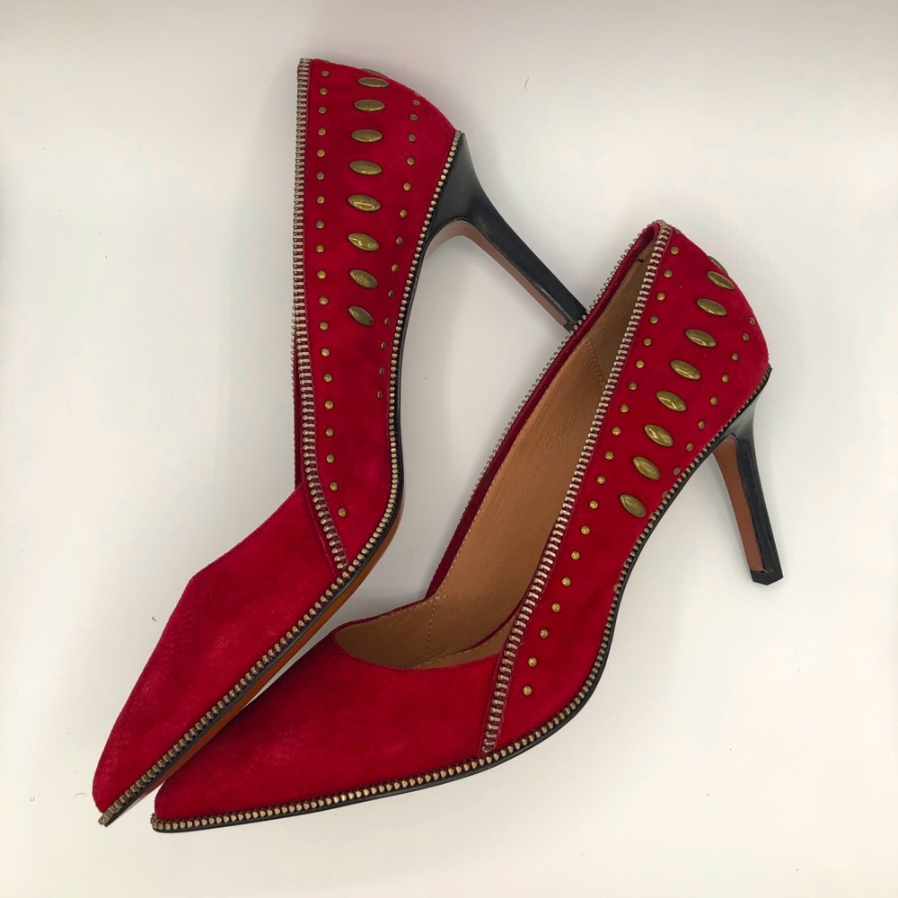 RACHEL ZOE SUEDE “MOTO” STYLE PUMP